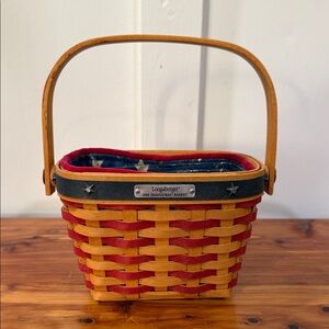 Vintage 2001 Longaberger Inaugural Basket Red White Blue Stars Patriotic